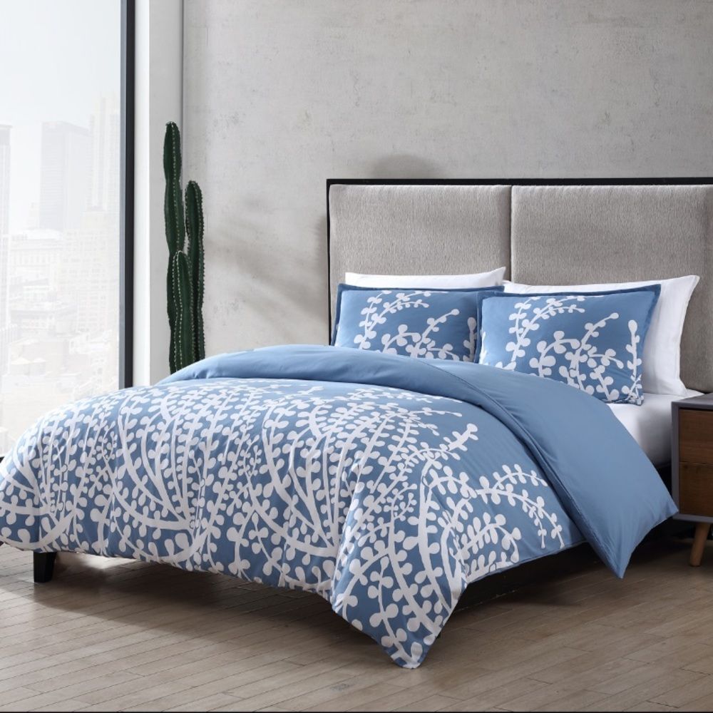 City Scene Twin Duvet Cover Set Web Branches Blue